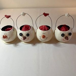 Set of 4 Christmas Snowman Candy Containers